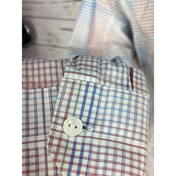 Calvin Klein Mens Infinite Cool Non-Iron Plaid Button-Up Shirt M 100% Cotton Red - Picture 5 of 6